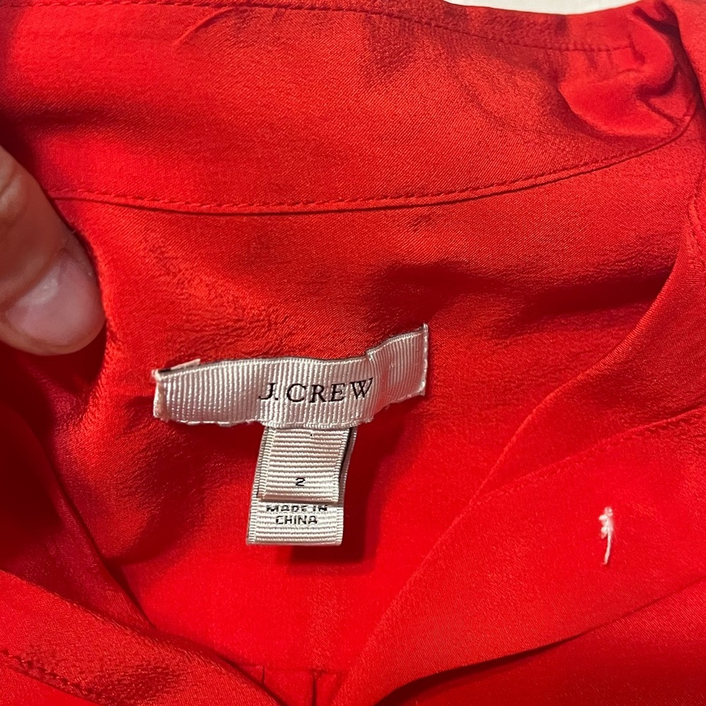 100% Silk Red Button Up From J Crew Size 2 - image 3